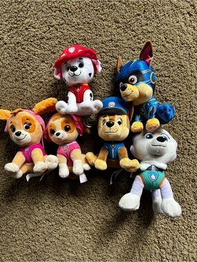 Paw Patrol Plush Set - Pink, Red, Blue, Orange, Brown, White